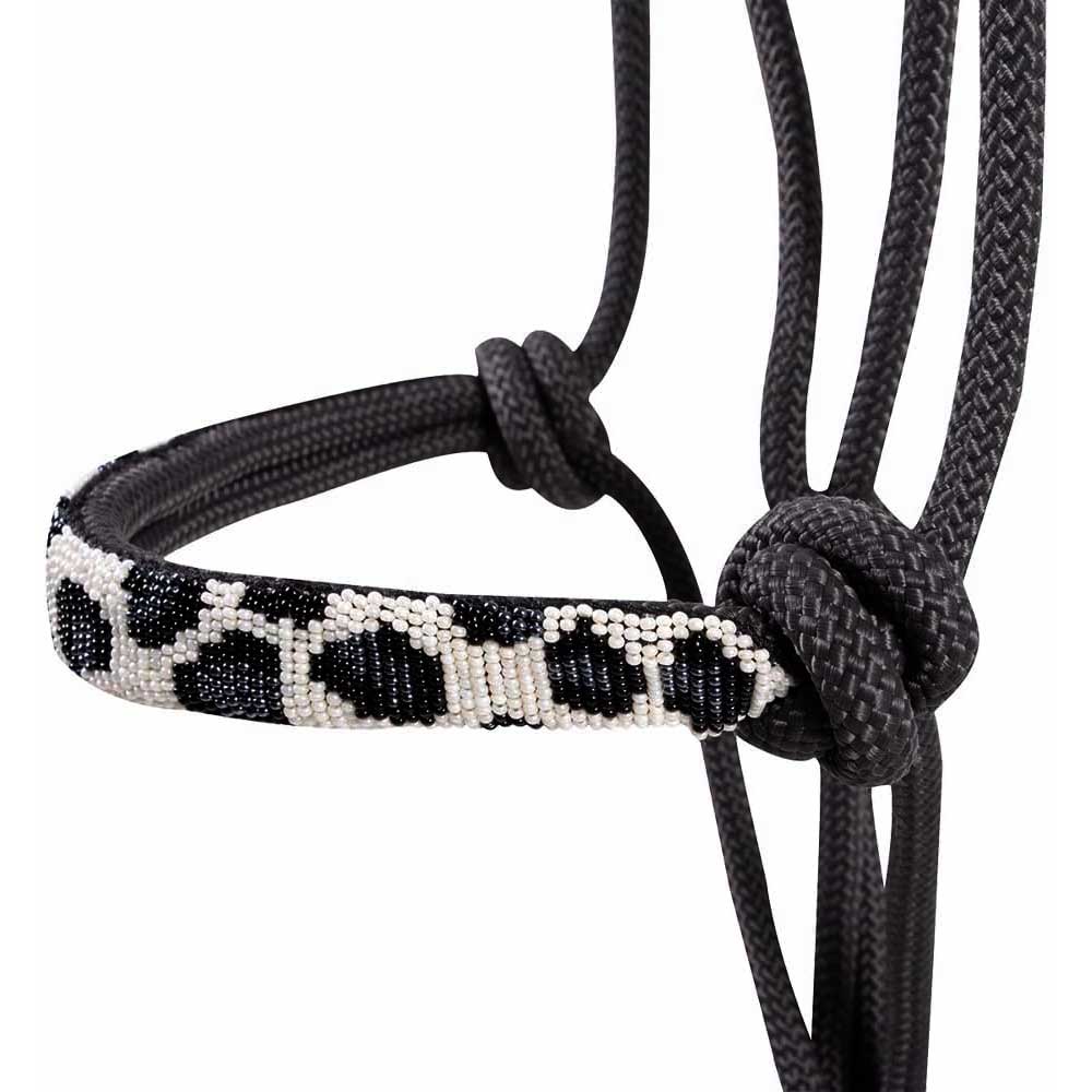 Cashel Beaded Nose Rope Halter w/9ft Lead Charcoal