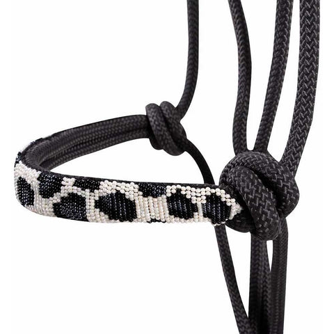 Cashel Beaded Nose Rope Halter w/9ft Lead Charcoal