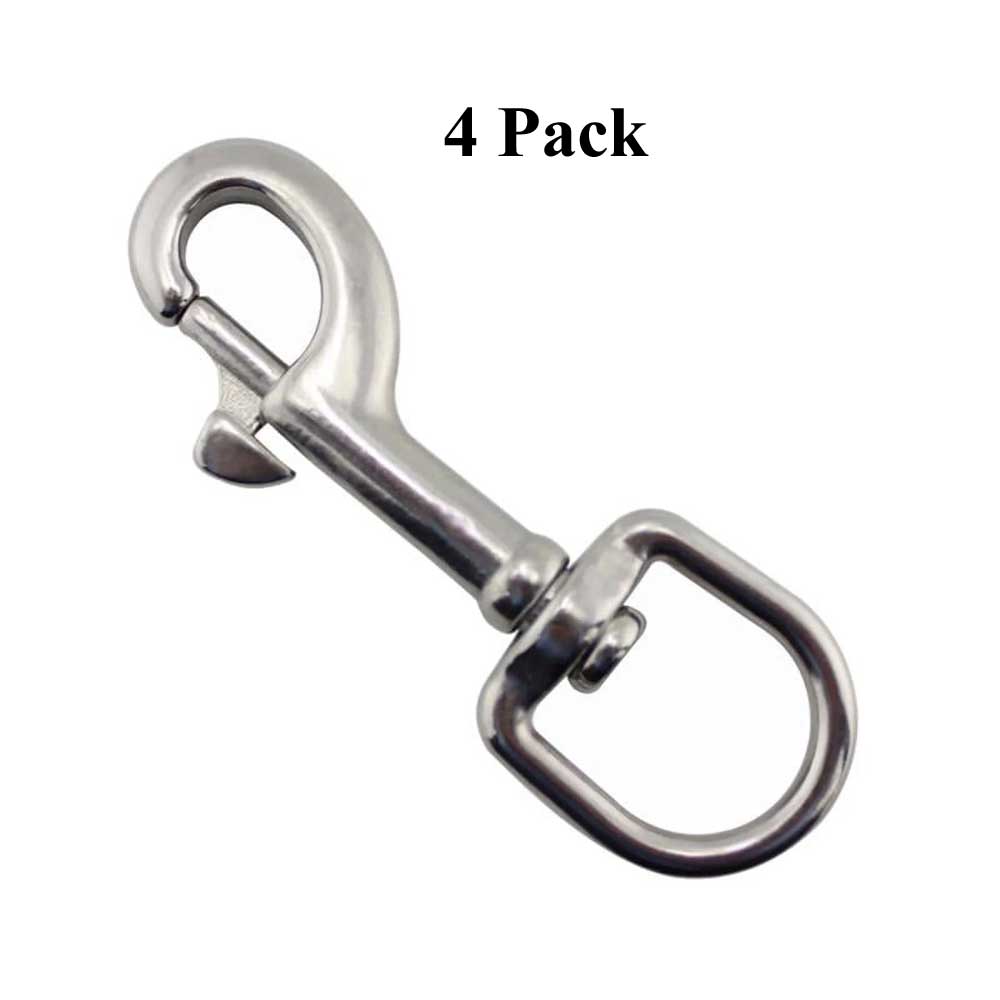 Zinc Alloy Swivel Eye Bolt Snap Hooks Nickel Plated Spring Pet Buckle Trigger Keychain Clips for Linking Pet Lanyards, Dog Leashes, Handmade Crafts(Pack of 4) (Silver）