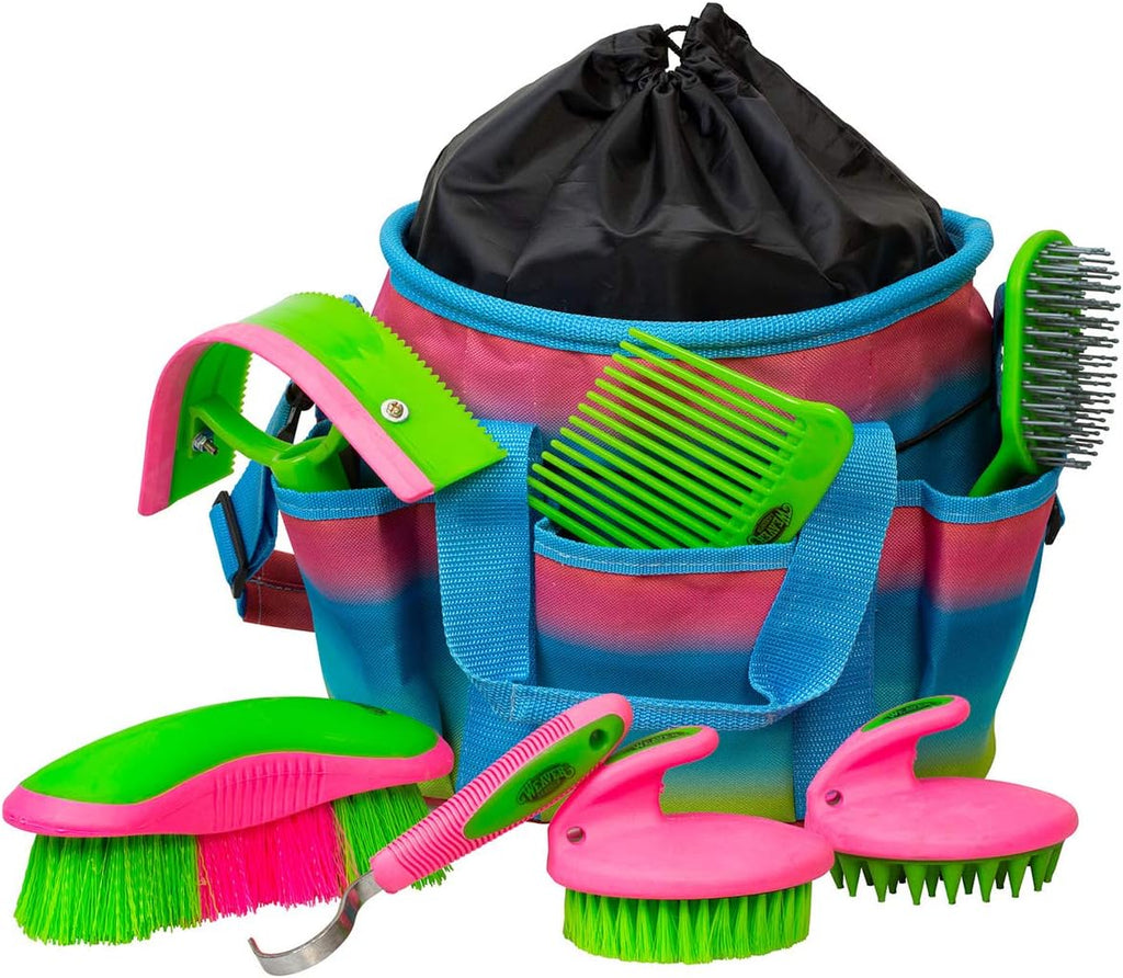 Weaver Leather Grooming Kit - 7 Piece with Bag - Rainbow