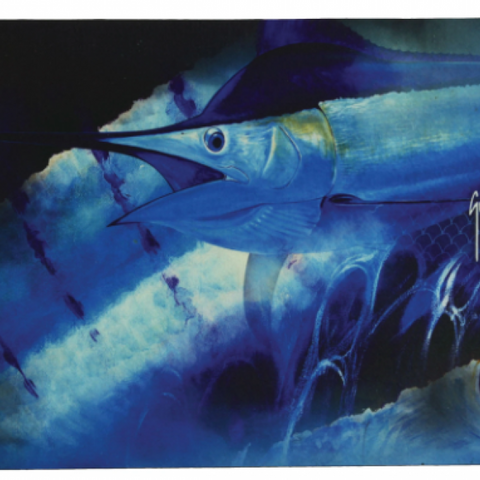 River's Edge Tempered Glass Cutting Board - Marlin Fish