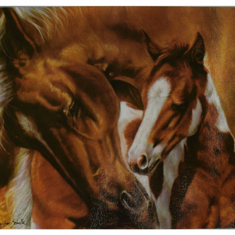 River's Edge Tempered Glass Cutting Board A Mother's Touch Mare and Foal