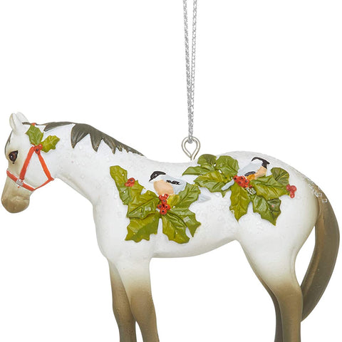 Painted Ponies Xmas Winter Feathers Christmas Horse Ornament