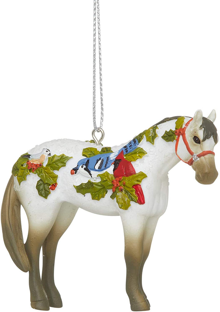 Painted Ponies Xmas Winter Feathers Christmas Horse Ornament