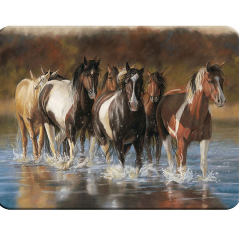 River's Edge Tempered Glass Cutting Board - Rush Hour Horses