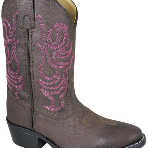 SMOKY MOUNTAIN BOOTS Monterey Western Boots -1624 - Brown/Pink Stitching - Toddler / Youth