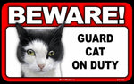 BEWARE Guard Cat on Duty Sign - Calico Cat
